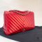 CHANEL CLASSIC 13 RED CHEVRON VERNIS SHW