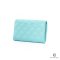 NEW CHANEL TRI FOLD WALLET MEDIUM BLUE CYAN CAVIAR GHW