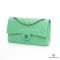 CHANEL CLASSIC 10_ GREEN BLUE LAMB THW