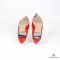 VALENTINO FLAT ROCK STUD PATENT 37 RED PATENT LEATHER GHW