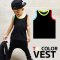 Tri color vest กล้ามแขนกุดดำเล่นขอบสีแนวเรกเก้ (PB494)