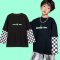 Checker Hip Boy เสื้อโอเวอร์ไซซ์แขนลายตารางหมากรุก