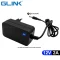 อะแดปเตอร์ GLINK 12V 2A 5.5x2.5mm ขณะเสียบใช้งานมีไฟ LED แสดงสถานะสีน้ำเงินบอกการทำงาน มอก.