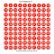 สติ๊กเกอร์ตัวเลข วงกลม 1-100 พื้นแดง อักษรขาว (1x1cm.)