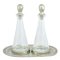 Oil Vinegar Bottles w/Pewter Base, Stopper & Tray