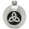 Pewter Hip Flask - Kidney shape w/Celtic Flower Medallion