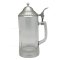 Glass Beer Stein w/Pewter Lid & Medal