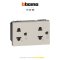 Bticino LIVING NOW socket เต้ารับคู่ 2P+E ขากลม+ขาแบน+สายดิน ขนาด 3 ช่อง มีม่านนิรภัย (สีขาว, สีดำ, สี sand)