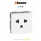 Bticino LIVING NOW socket เต้ารับเดี่ยว 2P+E ขากลม+ขาแบน+สายดิน ขนาด2 ช่อง มีม่านนิรภัย (สีขาว, สีดำ, สี sand)