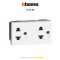 Bticino LIVING NOW socket เต้ารับคู่ 2P+E ขากลม+ขาแบน+สายดิน ขนาด 3 ช่อง มีม่านนิรภัย (สีขาว, สีดำ, สี sand)