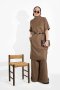 DOUBLE WOOL DRESS & PANTS SET (EARTH TONE)  -  มินิมอลเดรสทรงลูส ผ้าวูลคอตตอน กับกางเกงขากระบอกใหญ่