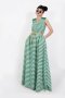 GREEN & WHITE STRIPED LINEN MAXI DRESS แม็กซี่เดรสลินิน ลายทางขาว-เขียว