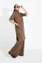 DOUBLE WOOL DRESS & PANTS SET (EARTH TONE)  -  มินิมอลเดรสทรงลูส ผ้าวูลคอตตอน กับกางเกงขากระบอกใหญ่