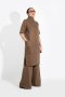 DOUBLE WOOL DRESS & PANTS SET (EARTH TONE)  -  มินิมอลเดรสทรงลูส ผ้าวูลคอตตอน กับกางเกงขากระบอกใหญ่