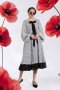 LOOSE FIT CHIFFON MIDI DRESS with FLORAL EMBROIDERY - เดรสทรงหลวม ผ้าชีฟองปักลายดอกไม้ แขนบอลลูน กระโปรงระบาย 2 ชั้น