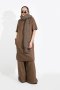 DOUBLE WOOL DRESS & PANTS SET (EARTH TONE)  -  มินิมอลเดรสทรงลูส ผ้าวูลคอตตอน กับกางเกงขากระบอกใหญ่