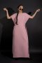 DUCHESS PINK SOFT STRUCTURED SHOULDER MAXI DRESS   - มินิมอลแม็กซี่เดรสีชมพูพาสเทล โครงสร้างไหล่สองชั้นแบบ double layered