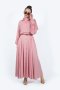 BALLOON SLEEVE SHIRT & MAXI SKIRT เสื้อเชิ๊ตเล็ก ทรงแขนบอลลูนพองใหญ่ เข้าชุดกับกระโปรงแม็กซี่ บานสุดๆ สีชมพูพาสเทลลักซู 