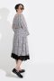 LOOSE FIT CHIFFON MIDI DRESS with FLORAL EMBROIDERY - เดรสทรงหลวม ผ้าชีฟองปักลายดอกไม้ แขนบอลลูน กระโปรงระบาย 2 ชั้น