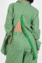 Double Linen Set เซ็ทเสื้อทรงโอเวอร์ไซส์กับกางเกงลินินเกาหลี ลายทางขาว-เขียว