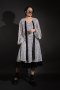 LOOSE FIT CHIFFON MIDI DRESS with FLORAL EMBROIDERY - เดรสทรงหลวม ผ้าชีฟองปักลายดอกไม้ แขนบอลลูน กระโปรงระบาย 2 ชั้น