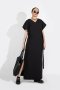 BLACK SOFT STRUCTURED SHOULDER MAXI DRESS   - มินิมอลแม็กซี่เดรสสีดำ โครงสร้างไหล่สองชั้นแบบ double layered