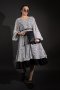 LOOSE FIT CHIFFON MIDI DRESS with FLORAL EMBROIDERY - เดรสทรงหลวม ผ้าชีฟองปักลายดอกไม้ แขนบอลลูน กระโปรงระบาย 2 ชั้น