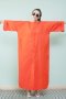 สตรีทแฟชั่น Super Oversized Orange Linen Maxi Dress  by WLS