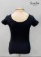 C155C/F Janessa Short Sleeve Leotard in Cotton BLACK