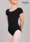 C155C/F Janessa Short Sleeve Leotard in Cotton BLACK