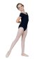 C155C/F Janessa Short Sleeve Leotard in Cotton BLACK