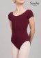 C155C/F Janessa Short Sleeve Leotard in Cotton DARK BURGUNDY