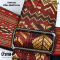 บัวทอง สายสะพายกีตาร์ ลายผ้าไหมมัดหมี่โบราณ Strap หนังวัวแท้