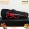 Golden Leaf: Electric Violin 4/4 (Red Color) + Violin bow + Headphone + Cable Jack + Rosin and Battery