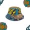 MAMAD HAT1 Bucket Hat "Tiger" concept "New pattern fabric material MAMAD style line drawing"