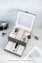 Watch and Rings Box Storage Organizer กล่องนาฬิกา กล่องเครื่องประดับ 2 ชั้น ลิ้นชัก เกรดอย่างดี สวยพรีเมี่ยม วัสดุดี Gray Grey  สีเทา