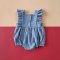 BACK TO FRONT BLUE DOT FLUTTER SLEEVE ROMPER 100% WOVEN COTTON