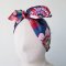 KIDS & ADULTS HEADBAND ELASTIC BACK 100% PRINTED COTTON PEONY BLUE