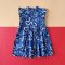 MANDARIN COLLAR BUTTONS BACK FLUTTER SLEEVE DRESS 100% PRINTED COTTON BLUE DRAGON