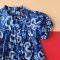 MANDARIN COLLAR BUTTONS BACK PUFF SLEEVE DRESS 100% PRINTED COTTON BLUE DRAGON *PRE-ORDER SHIP OUT 5 JAN 2025