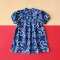 MANDARIN COLLAR BUTTONS BACK PUFF SLEEVE DRESS 100% PRINTED COTTON BLUE DRAGON *PRE-ORDER SHIP OUT 5 JAN 2025