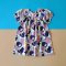 BUTTONS BACK PUFF SLEEVES CATS DRESS  100% PRINTED COTTON