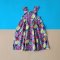 ELASTIC BACK FRUITY DRESS PURPLE 100% PRINTED COTTON