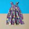 ELASTIC BACK FRUITY DRESS PURPLE 100% PRINTED COTTON