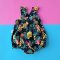 ELASTIC BACK TROPICAL ROMPER 100% PRINTED COTTON