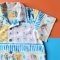 2 PACK BOYS & GIRLS PATCHWORK SHIRT +ELASTIC WAISTBAND SHORTS  / 100% COTTON*PRE-ORDER SHIP OUT 15 JUNE