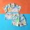 2 PACK BOYS & GIRLS PATCHWORK SHIRT +ELASTIC WAISTBAND SHORTS  / 100% COTTON*PRE-ORDER SHIP OUT 15 JUNE