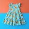 BUTTONS FRONT FLUTTER SLEEVE SUNFLOWER LIGHT LUE DRESS 100% PRINTED COTTON