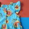 BUTTONS FRONT FLUTTER SLEEVE SUNFLOWER LIGHT LUE DRESS 100% PRINTED COTTON