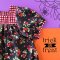 BUTTONS BACK PUFF SLEEVES DRESS HALLOWEEN BLACK CHERRIES 100% PRINTED COTTON*PRE-ORDER SHIP OUT 24 SEPTEMBER